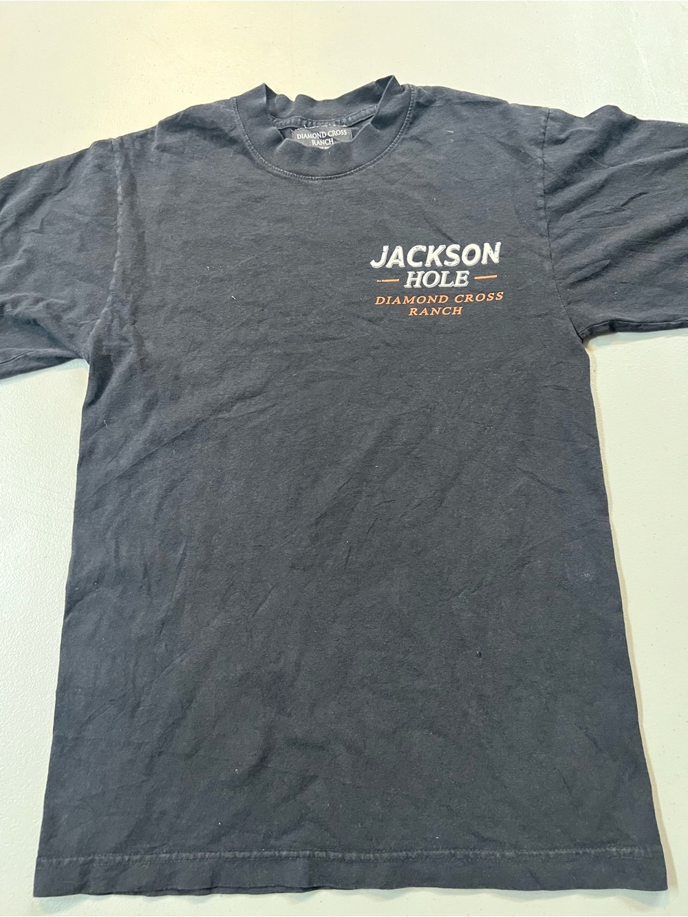 Diamond Cross Ranch Jackson Hole Wyoming Fish Graphic T Shirt Black XS